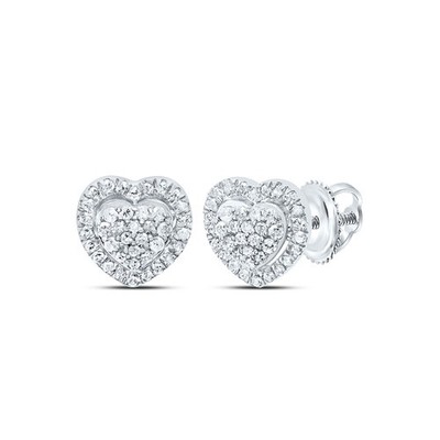 Herz-Ohrstecker 0,25 kt natürlicher Diamant 10 kt Weißgold