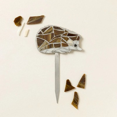 DIY Stained Glass Mosaic Plant Stake Kit Frog Snail Hedgehog, Hedgehog
