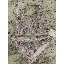 NWT Polo Ralph Lauren Floral Smocked Two Piece 2pc Swimsuit 3