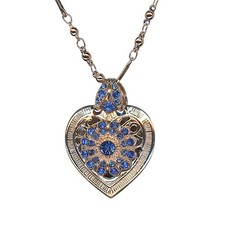 Necklace Pendant by Mariana Woman Heart Encrusted Sapphire Swarovski Crystals
