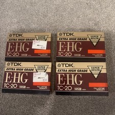  4 TDK VHS-C TC-20 E-HG High Grade Camcorder Compact Video Cassette Tapes VHSC