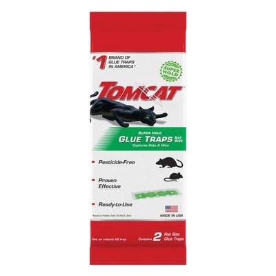 Tomcat Super Hold Glue Traps Rat Size, 2 Traps | For Rats, Mice, Snakes, Cockroa