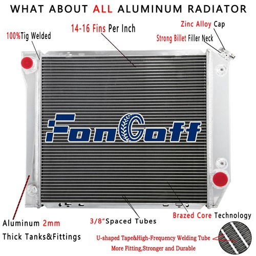 801 Ford Radiator Replacement 3-Row Aluminum Radiator For 1980-1984 1981 Ford Bronco F-150 F-250 F ...
