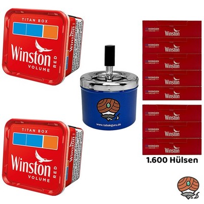 Winston Red/Rot Volumentabak Titan Box 2x 260g, 1600 Hülsen, Drehascher