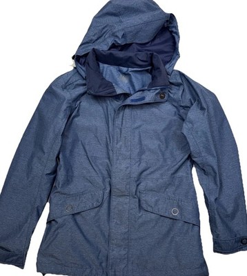 REI Elements Rain Jacket Womens Medium Gray Packable Hood Parka Outdoors Hike E1