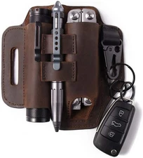 Gentlestache Multitool Belt Sheath, EDC Leather Belt Organizer, Belt Holder with