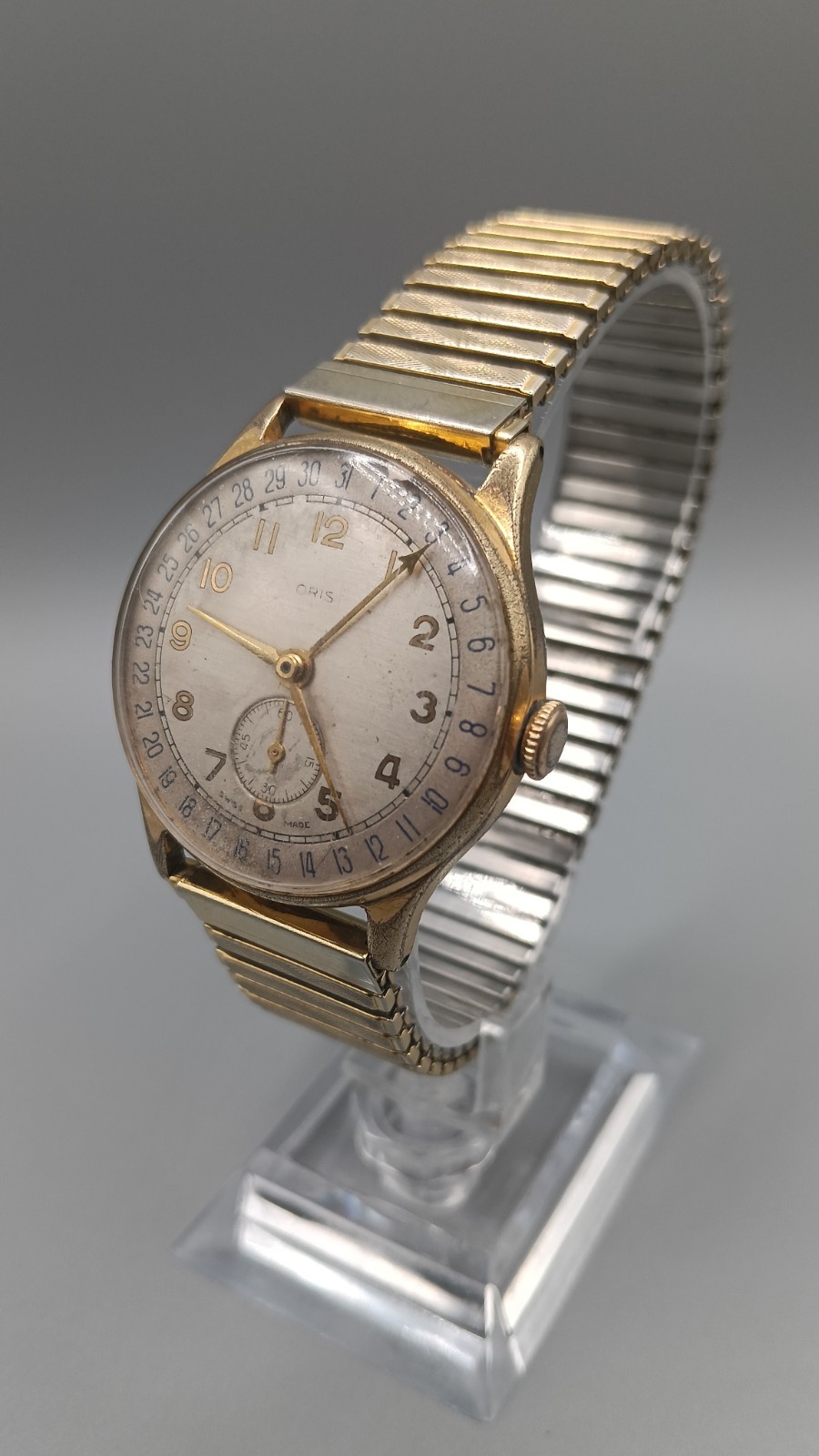 Vintage 1940s Oris Pointer Date Small Seconds Gol… - image 4