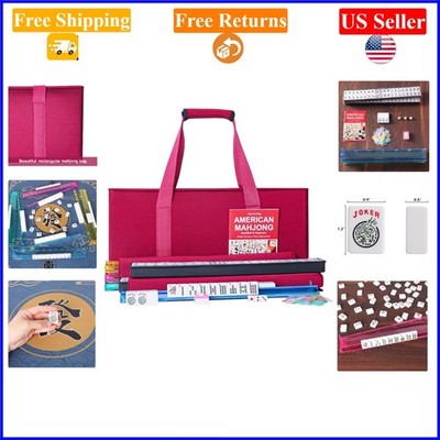 American Mahjong Set with 166 Tiles, Red Bag, Racks, Accessories for Adults