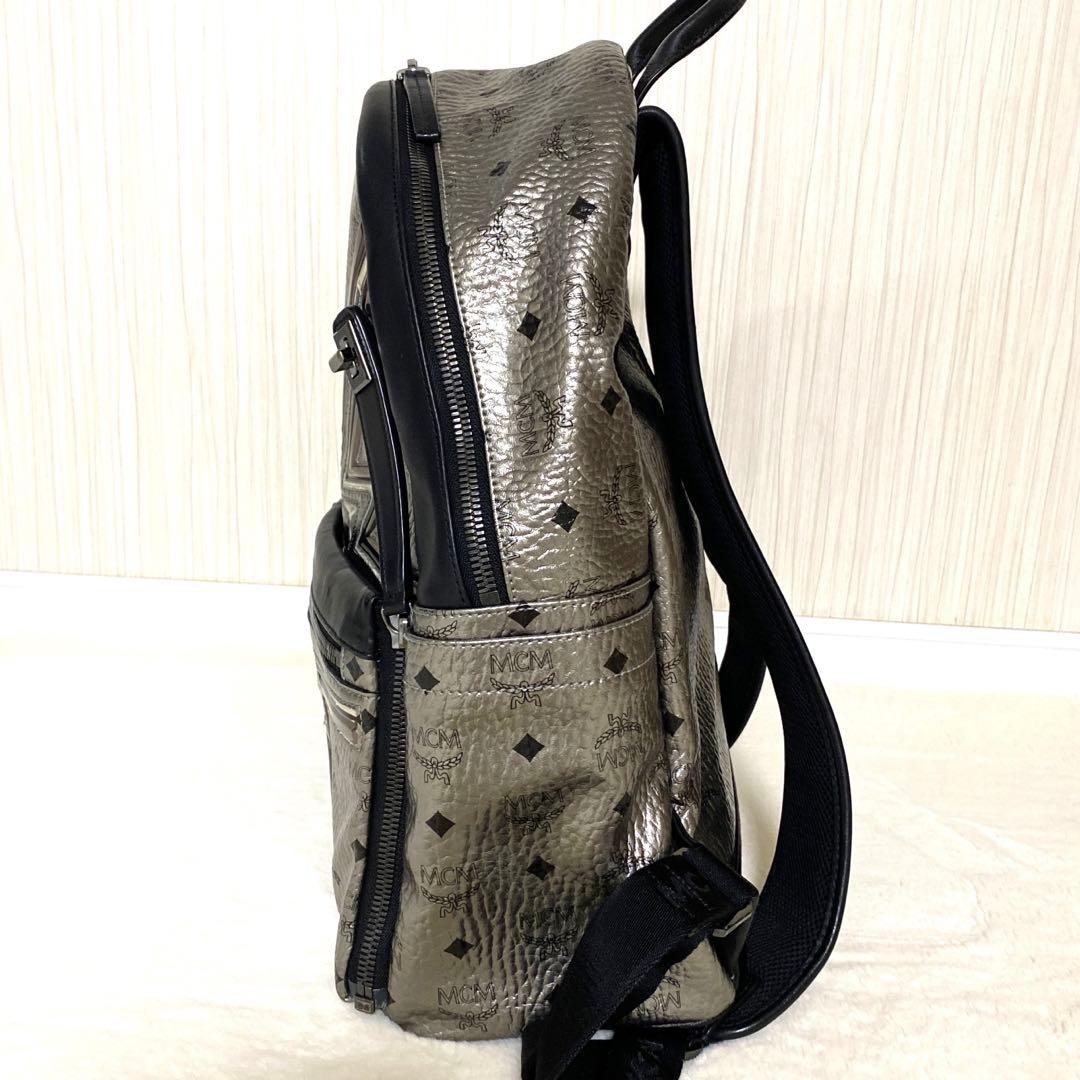 MCM Monogram Visetos Backpack Silver Leather A4 S… - image 5