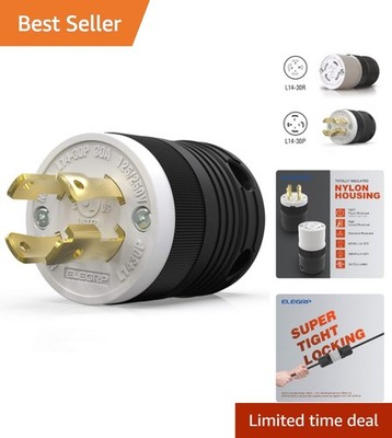 NEMA L14-30P Locking Plug, 30 Amp Twist Lock Adapter for Generators & Tools