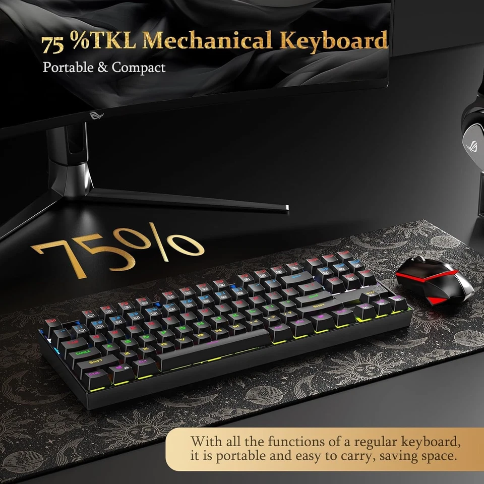 K552 Mechanical Gaming Keyboard, 87-Key Compact, LED Keyboard - Black - Image 3 of 4