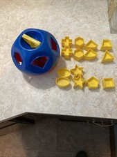 Vintage Tupperware Shape O Ball Toy Shape Sorter 14 Shapes Red  Blue