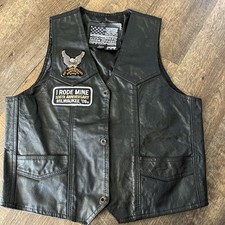 Vintage USA Bikers Dream Apparel Leather vest - 2XL. 105th anniversary patches.