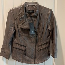 Medium - Vintage Andrew Mark Leather Jacket with Rabbit Fur