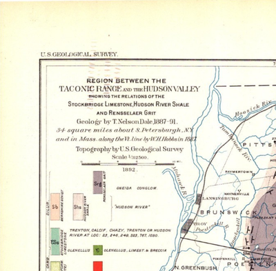 Antique 1893 USGS Map – Taconic Range to Hudson Valley