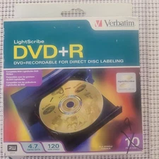 Verbatim LightScribe DVD+R 4.7GB 120Min 9 Pack Recordable Discs New