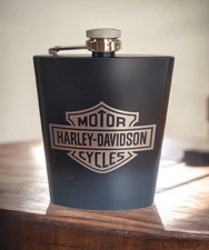 Harley Davidson Art  8 oz. Stainless Steel Hip Flask - Biker Pocket Flask