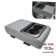Car Center Console Armrest Pillow, 14" 8.3" Leather Memory Foam Armrest gray