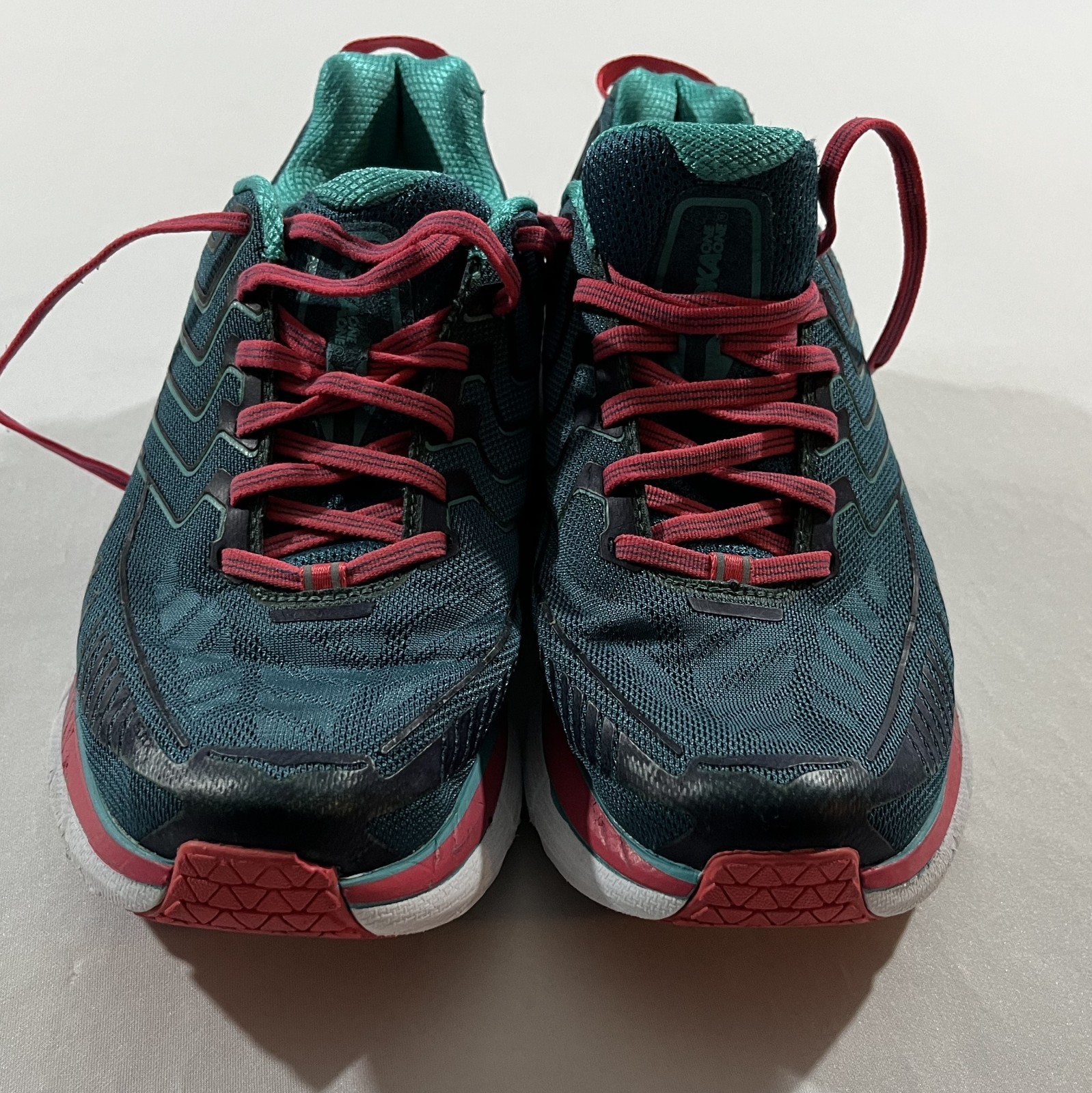 Hoka One Clifton 4 Womens Blue Coral Running Lace Gym Walking Shoes Sz 9.5 Wide thumbnail 3