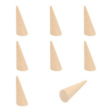 Wood Cone Ring Holder, 8 Pcs Finger Jewelry Display Stand, Wood Color 75x30mm 