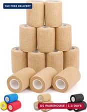 AZEN 12 Pack Self Adhesive Bandage Wrap, 3" X 5 Yards Elastic Cohesive Bandage W
