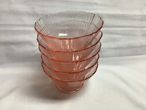 Set Of 5 Vintage Macbeth-Evans Depression Glass Sherbet Bowls