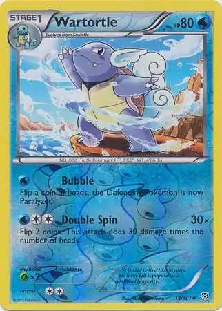 Wartortle - 15/101 - Pokemon Plasma Blast Reverse Holo Card LP