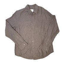 Billy Reid Herringbone Long Sleeve Shirt Mens Medium Gray Cotton Tencel USA