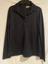 Nike Golf Dri-Fit Long Sleeve Polo Sz Large Solid Black