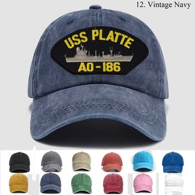 Customized Personalization Embroidered Hat Uss Platte Ao-186, Trucker Hat, Gift