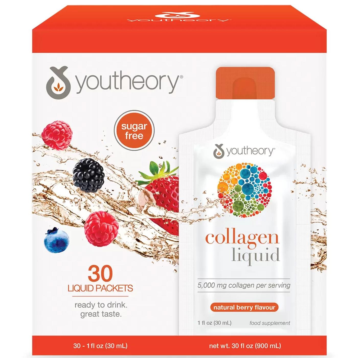 Youtheory Collagen Liquid 5000mg, Ready to Drink Natural Berry 30 Packets - Image 4
