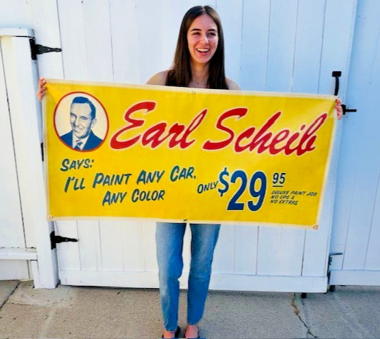 VINTAGE EARL SCHEIB BANNER Auto Paint jobs for $29.95 repro 4  Garage, Man Cave