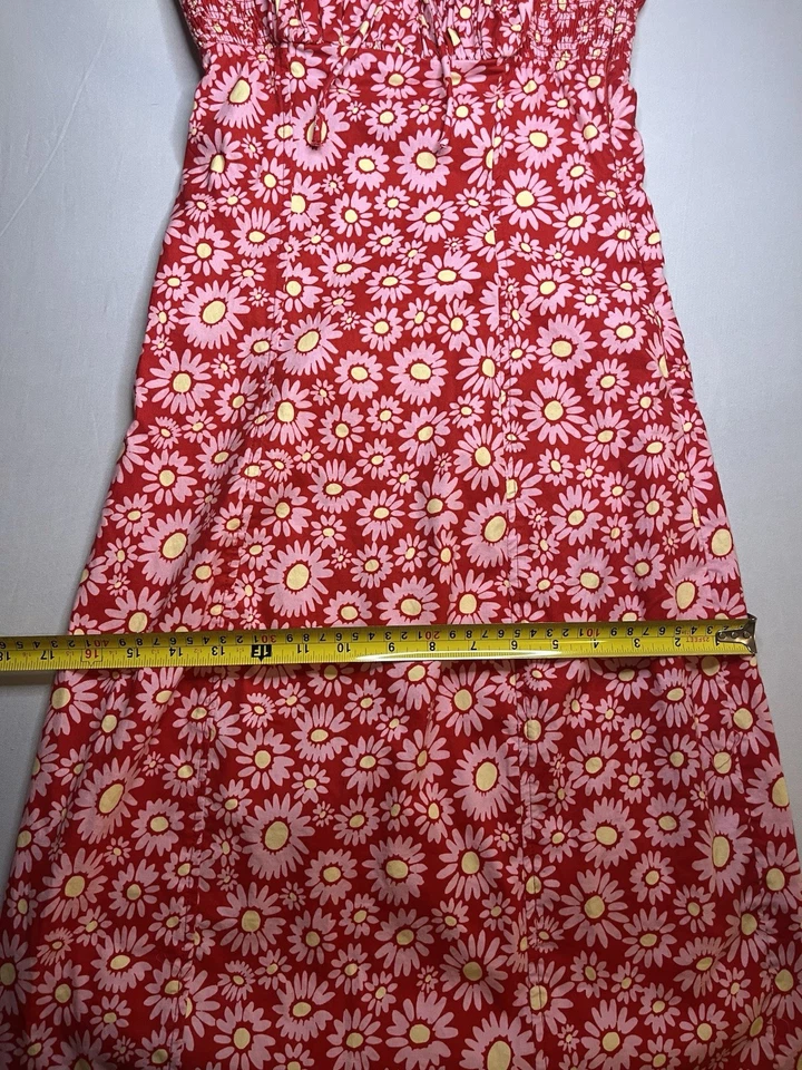 Платье Free People Lucinda Midi помидорное красное ромашковое размер XS никогда не носилось - Изображение 4 из 4