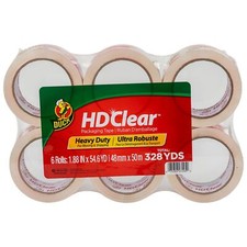 Duck HD Clear Heavy Duty Packing Tape Refill, 6 Rolls, 1.88 Inch x 54.6 Yard,...