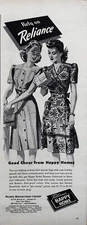 1943 Reliance Manufacturing Company “Rely On Reliance” Vintage B&W Print Ad
