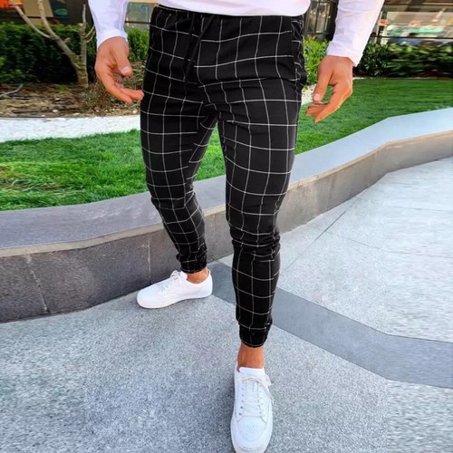 Pantalones de Hombres de Vestir Elegantes de Moda Pantalón de Cuadros  Largos | eBay