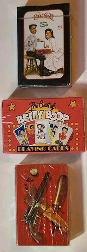 Vtg. Coca-Cola Black Americana, Betty Boop, Gunpowder Pistol/Flask, Deck Cards