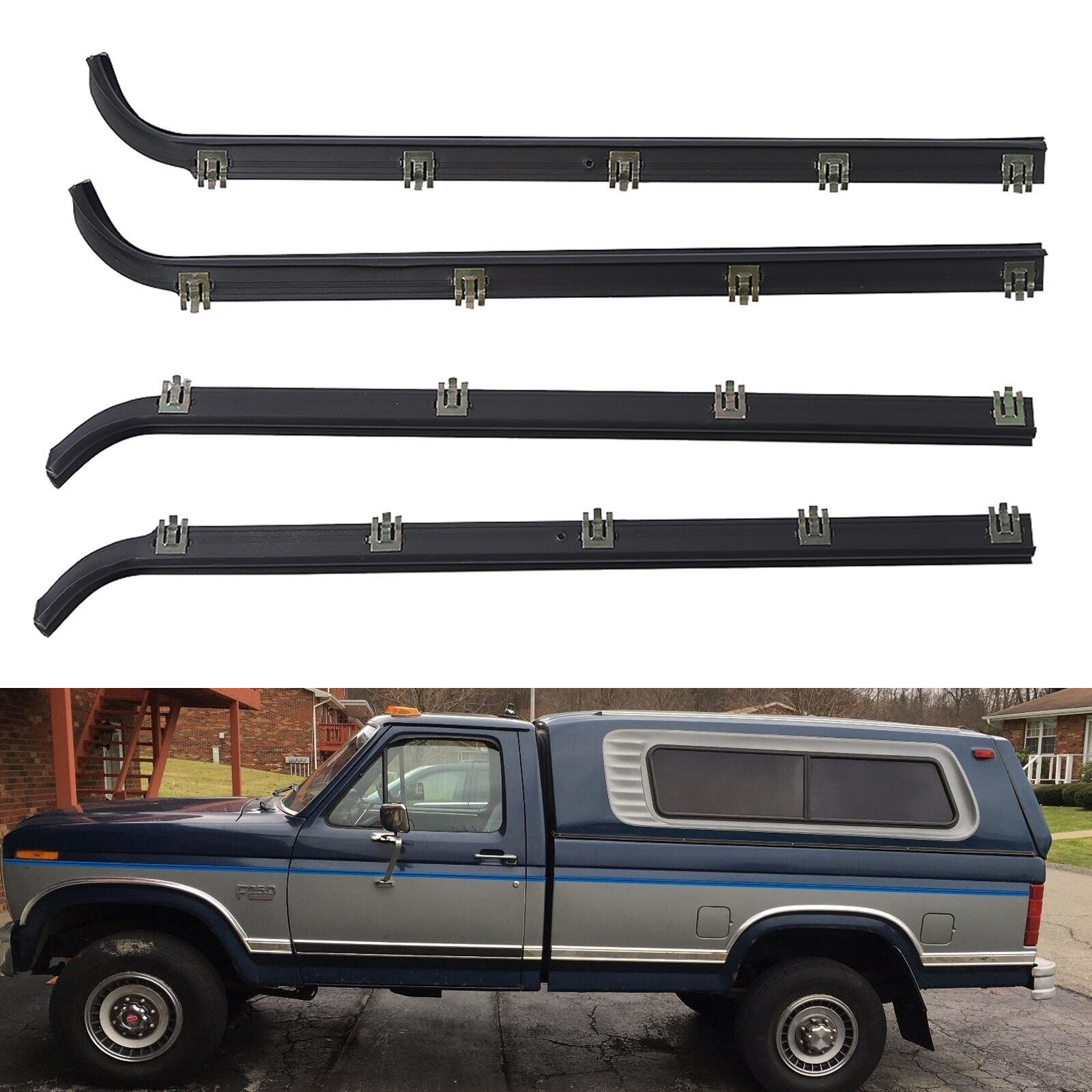 4Pcs Weatherstrip Kit Set Window Sweep Seals Fits 1987-1997 Ford F150 250 350