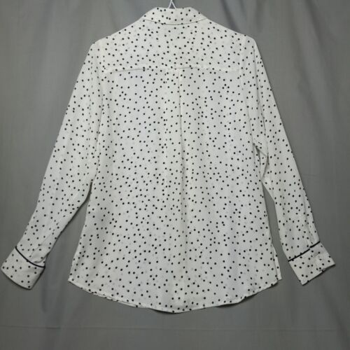 Who What Wear White Sheer Black Polka dot Blouse Button Up NWT XS Long Sleeve - Picture 3 of 12