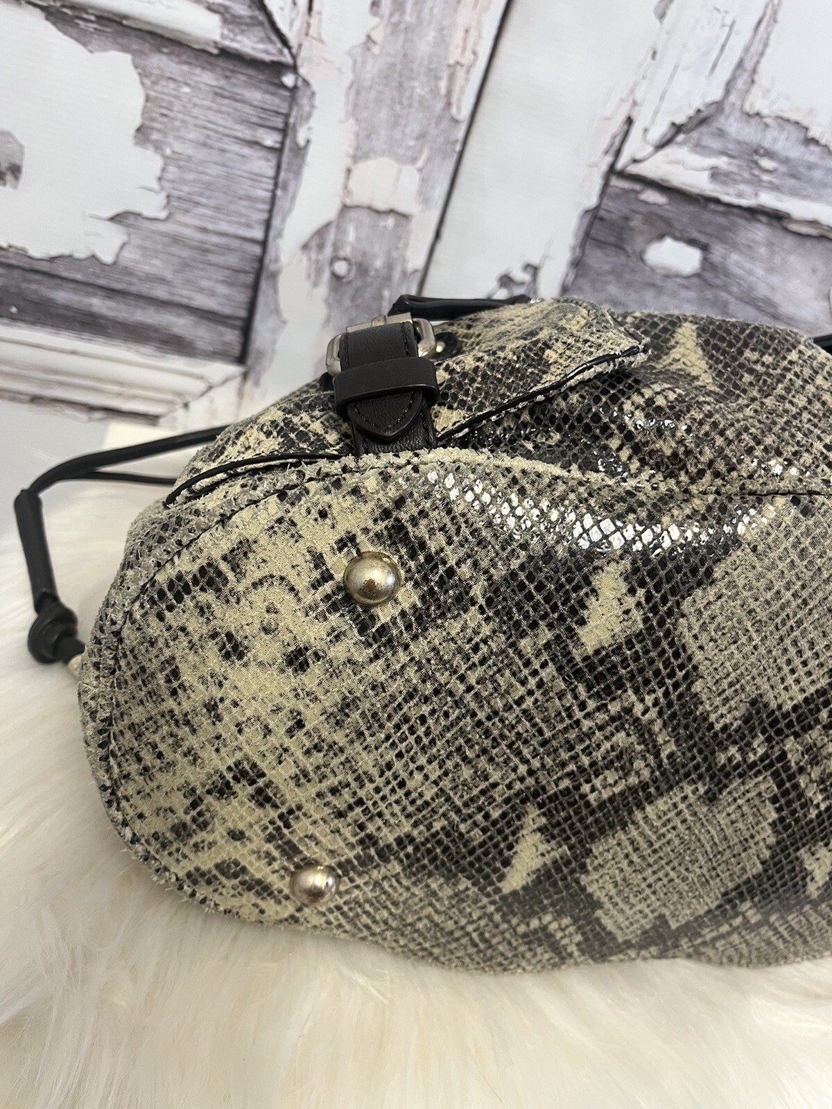 Banana Republic Python Leather Print Drawstring B… - image 4