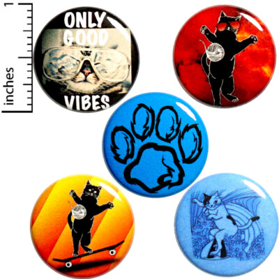 Funny Cat Fridge Magnets Surfer Skater Cool Epic Magnets 5 Pack Set 1'' MP10-2