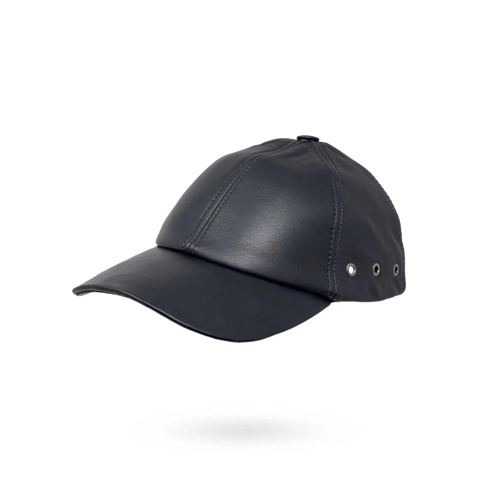 Baseball cap leather outdoor biker cap leather cap cap unisex Black