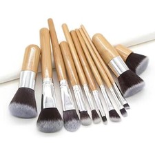 Wooden Handle Makeup Brush Set 10 Pieces Brushes