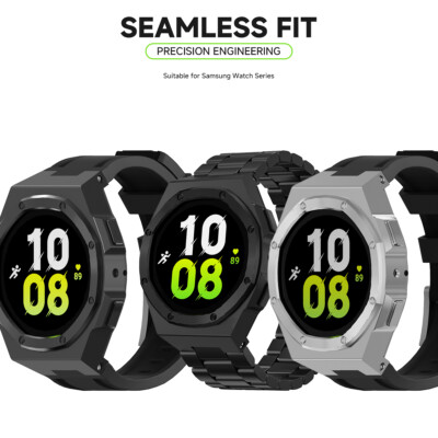 Rugged Protector Case Stainless Steel Band For Samsung Galaxy Watch 7 40mm/44mm