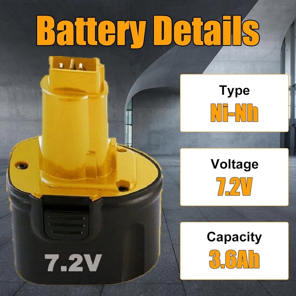 2PACK For Dewalt DW9057 7.2V NiMH Battery or Charger DW920 DE9057 DE9085 DC011 - Image 2 of 4