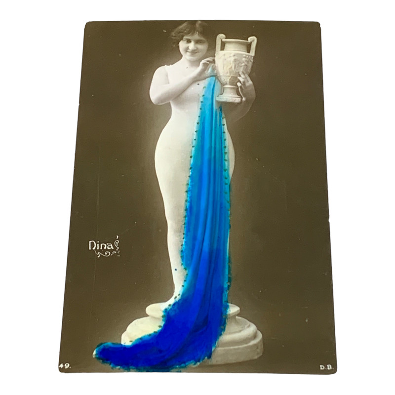 Vintage Postcard -Dina -Woman Holding Greek Vase -Davidson Bros. NY