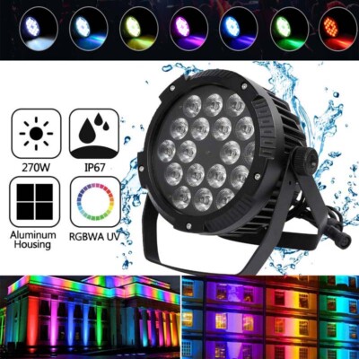 270W RGBW Par Stage Light Waterproof IP67 DJ Lights18 LED DMX512 Strobe Beam US