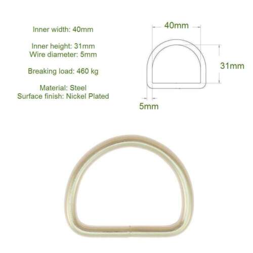 Welded D RINGS 10, 12, 14, 16, 18, 20, 22, 24, 26, 28, 30, 35, 40, 50mm - Silver - Picture 14 of 16