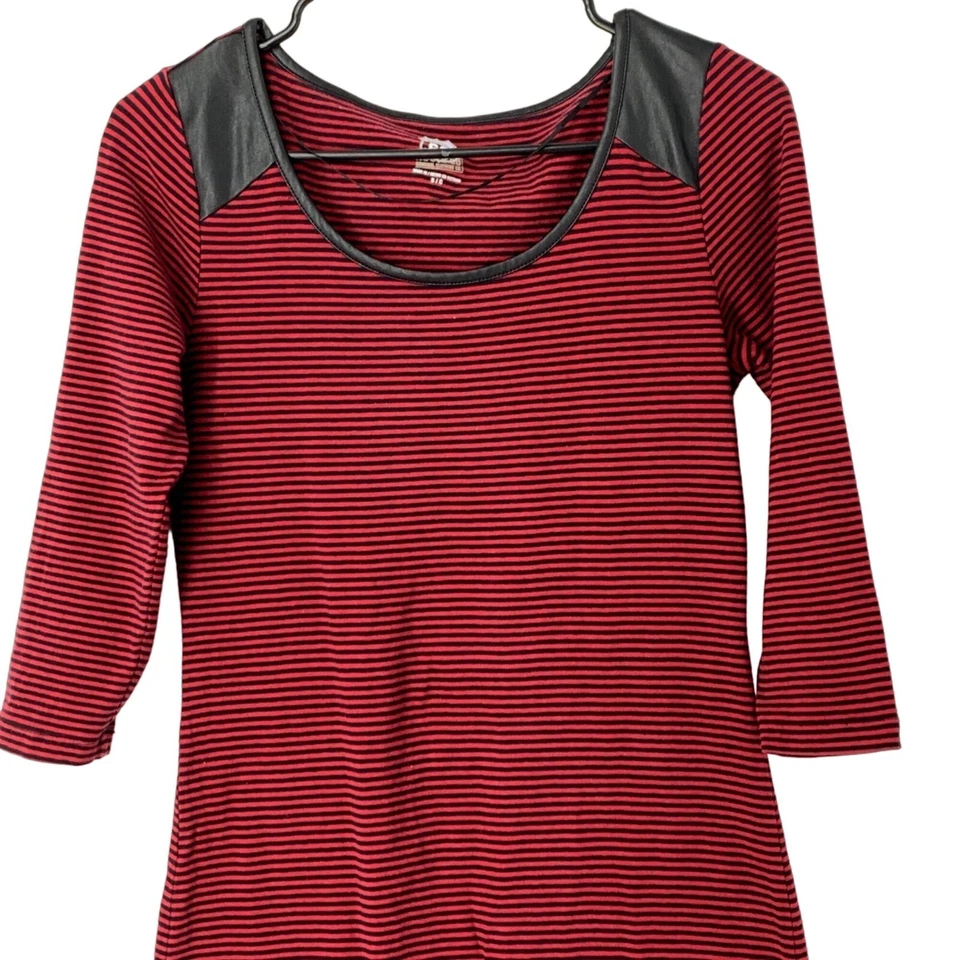 Vestido Camisa Route 66 Talla Pequeña Rojo Imitación Cuero Borde Manga 3/4 Midi 4065 Foto 2 de 4