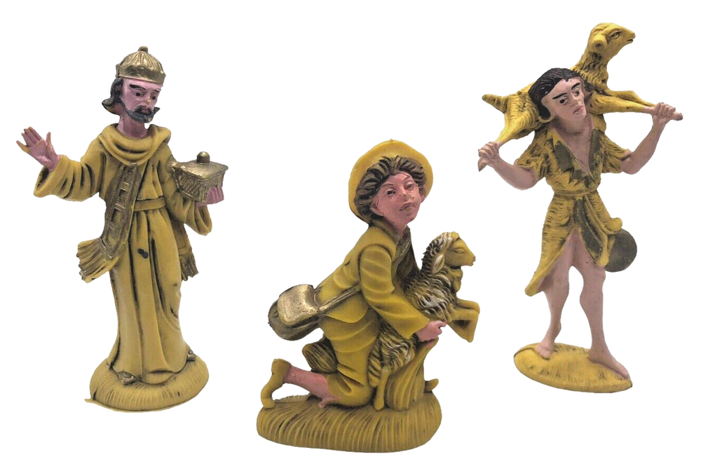 Vintage Plastic Nativity Figurines Pieces Made in Italy Wiseman Shepherd